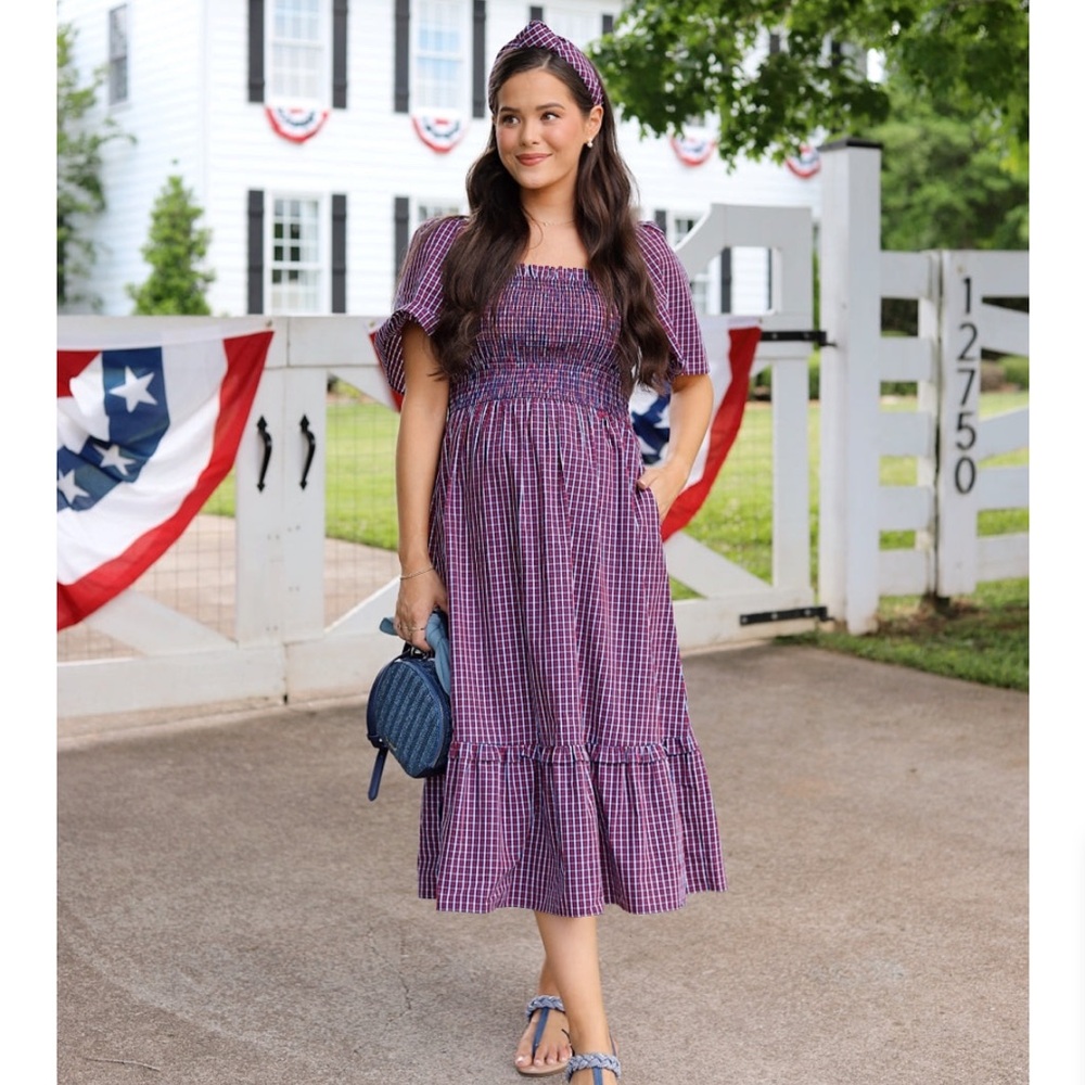 Draper James Deana Smocked Dress in Picnic Plaid
